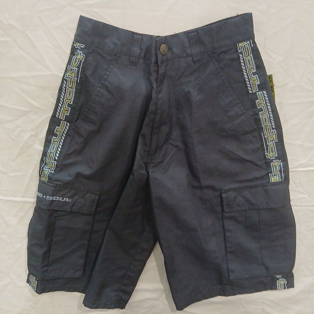 RARE Vintage B One Soul Shorts Skater Grunge Y2K Shorts Mens Size LG Black Cargo